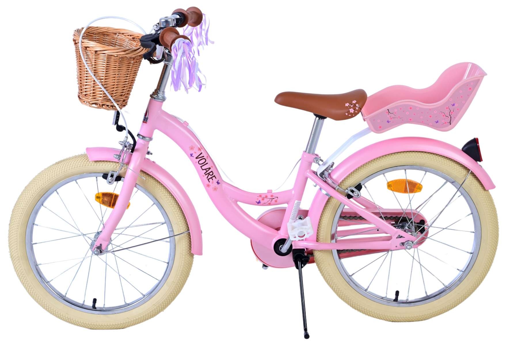 Volare Blossom Kinderfahrrad - Mädchen - 18 Zoll - Rosa - Zwei Handbremsen