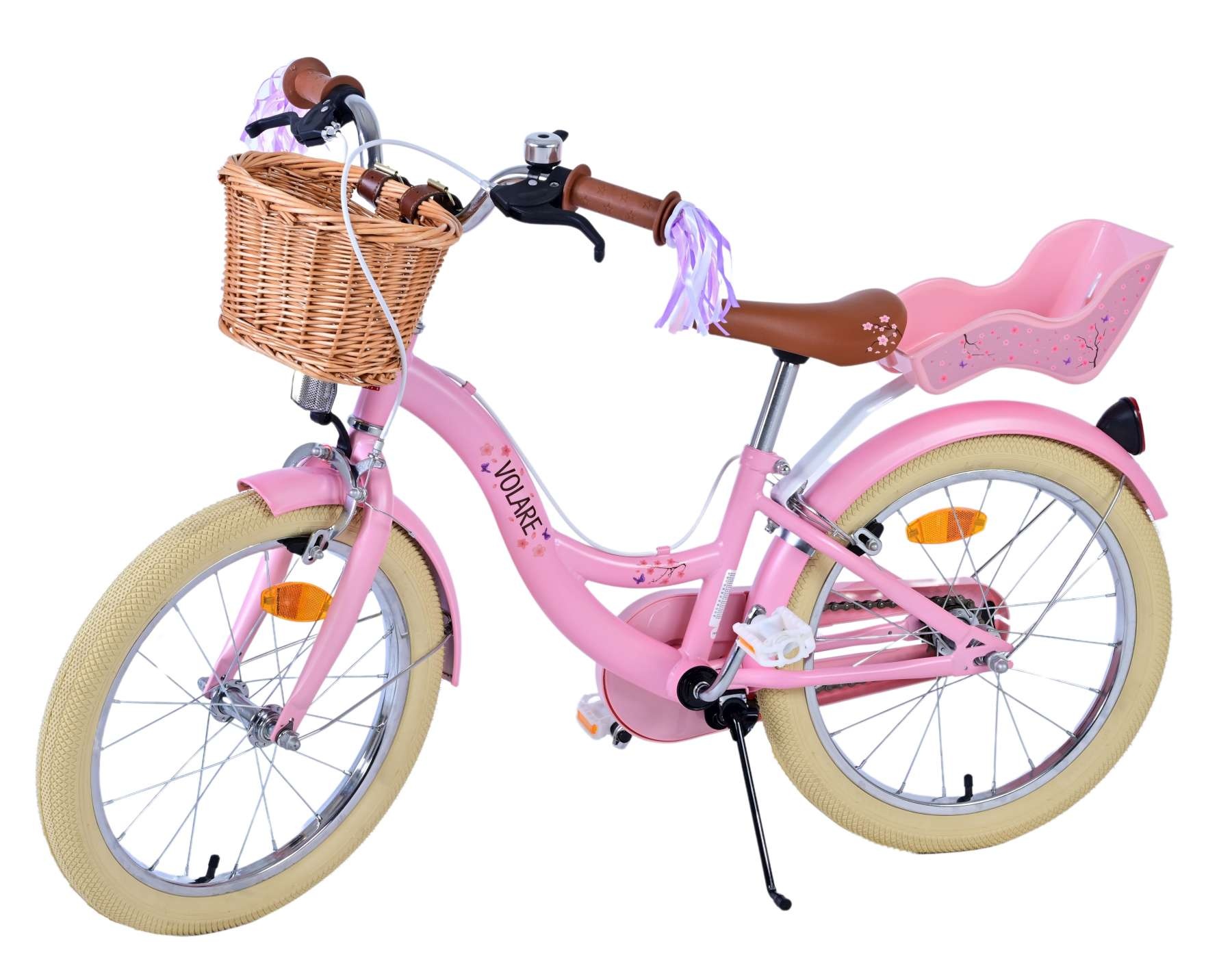Volare Blossom Kinderfahrrad - Mädchen - 18 Zoll - Rosa - Zwei Handbremsen
