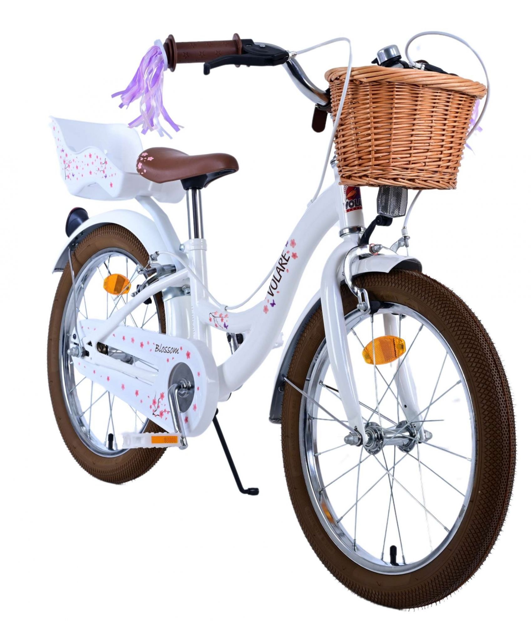 Volare Blossom Kinderfahrrad - Mädchen - 18 Zoll - Weiß - Zweihandbremsen