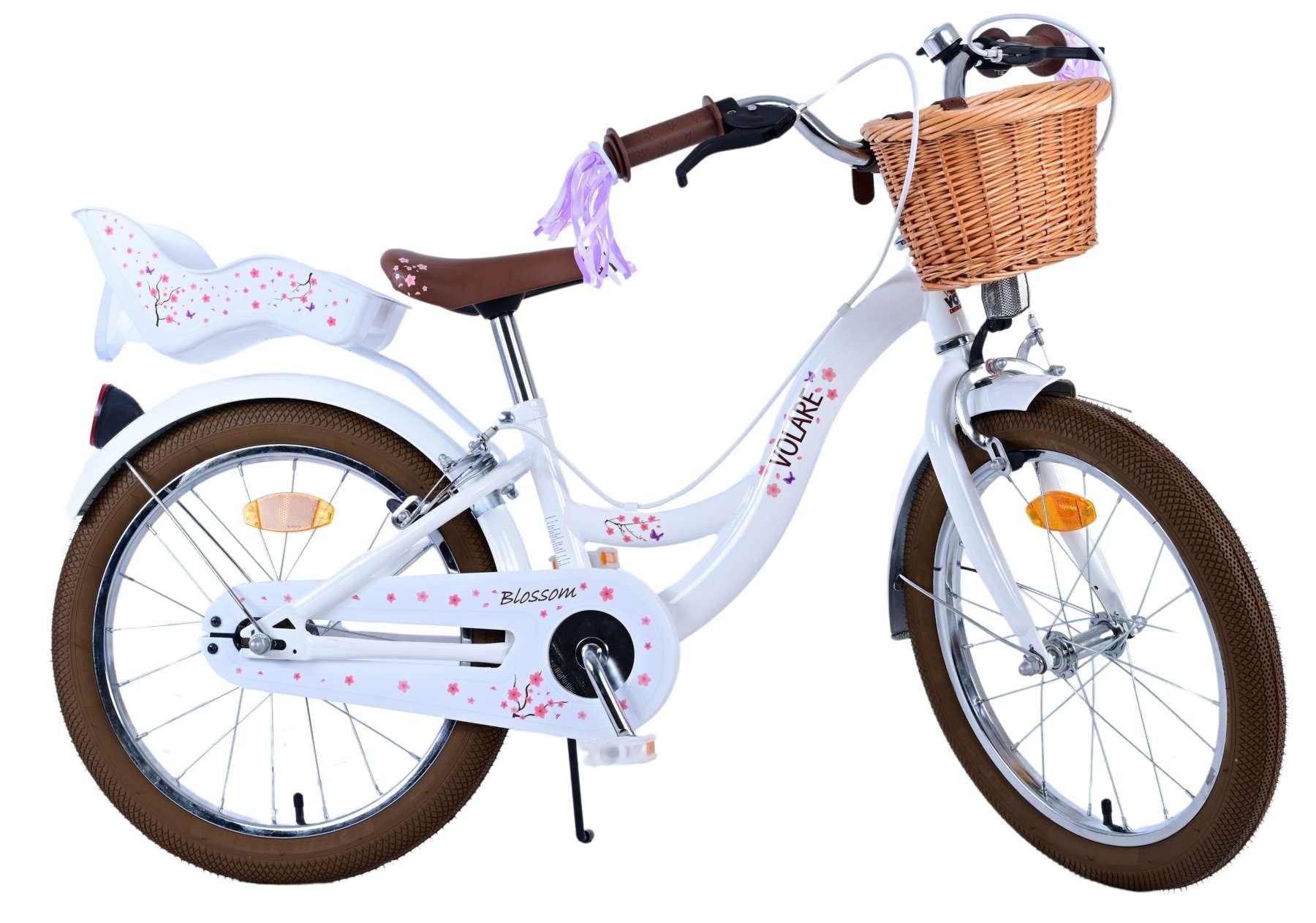 Volare Blossom Kinderfahrrad - Mädchen - 18 Zoll - Weiß - Zweihandbremsen