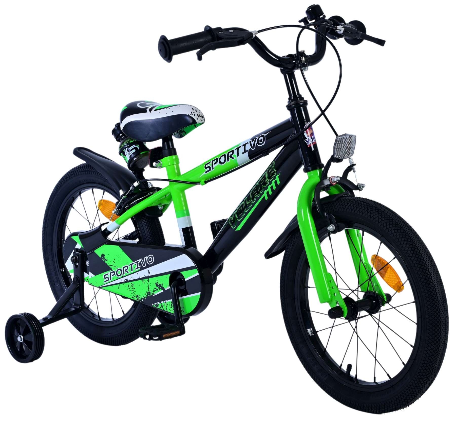 Volare Sportivo Kinderfahrrad - Jungen - 16 Zoll - Grün Schwarz - Zweihandbremsen