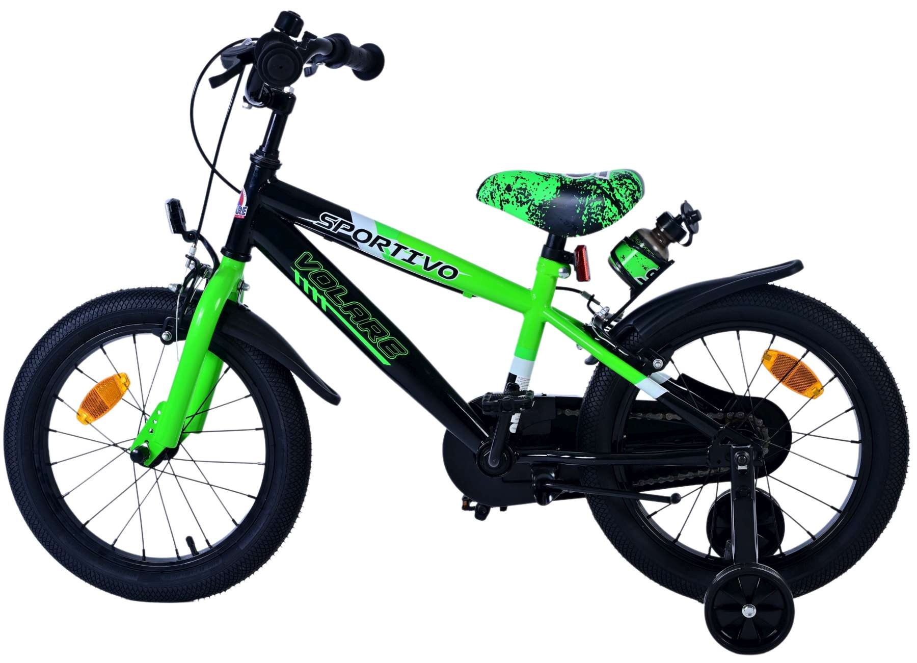 Volare Sportivo Kinderfahrrad - Jungen - 16 Zoll - Grün Schwarz - Zweihandbremsen