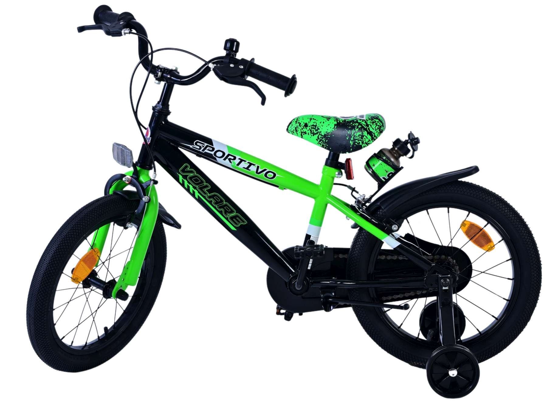 Volare Sportivo Kinderfahrrad - Jungen - 16 Zoll - Grün Schwarz - Zweihandbremsen
