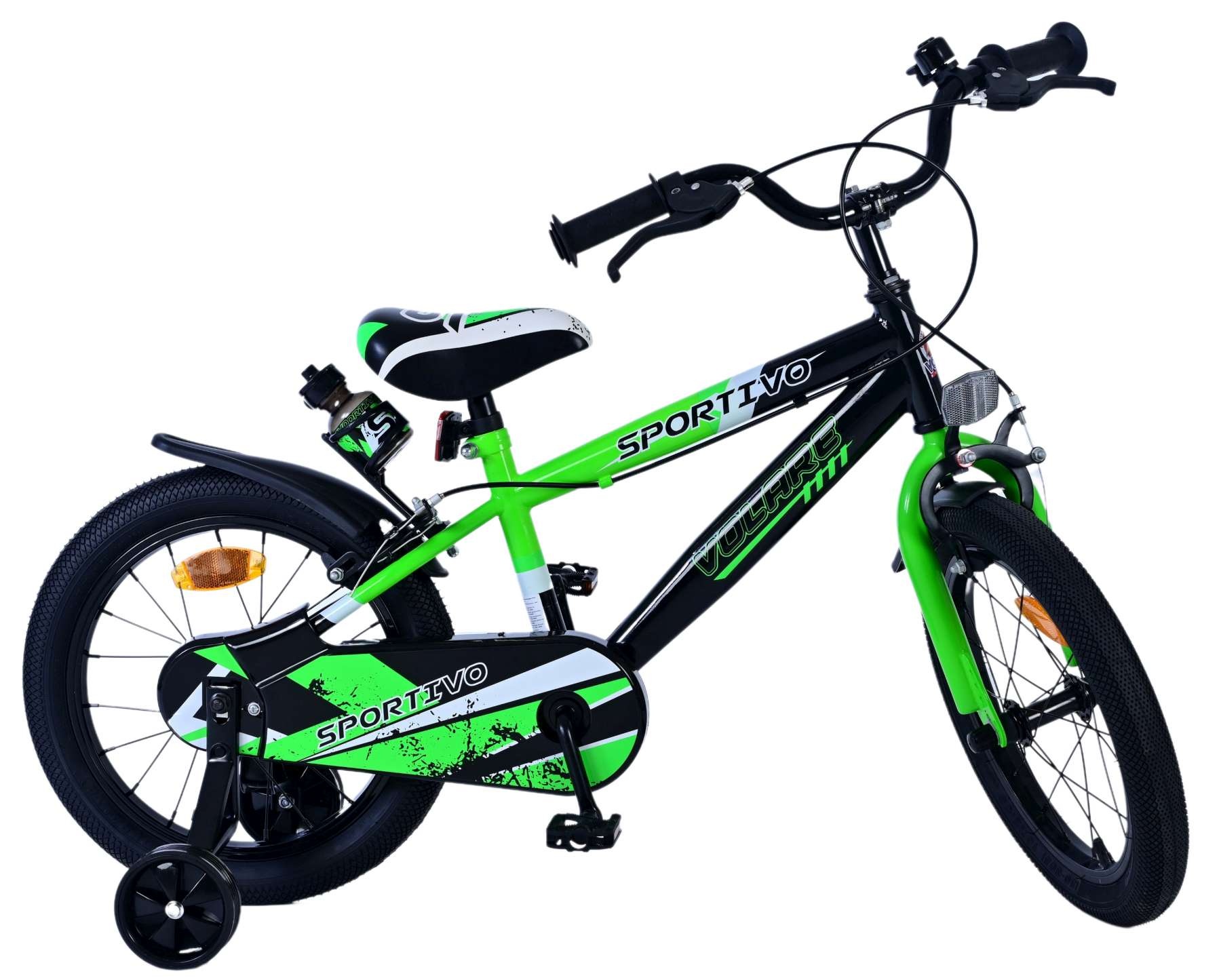 Volare Sportivo Kinderfahrrad - Jungen - 16 Zoll - Grün Schwarz - Zweihandbremsen