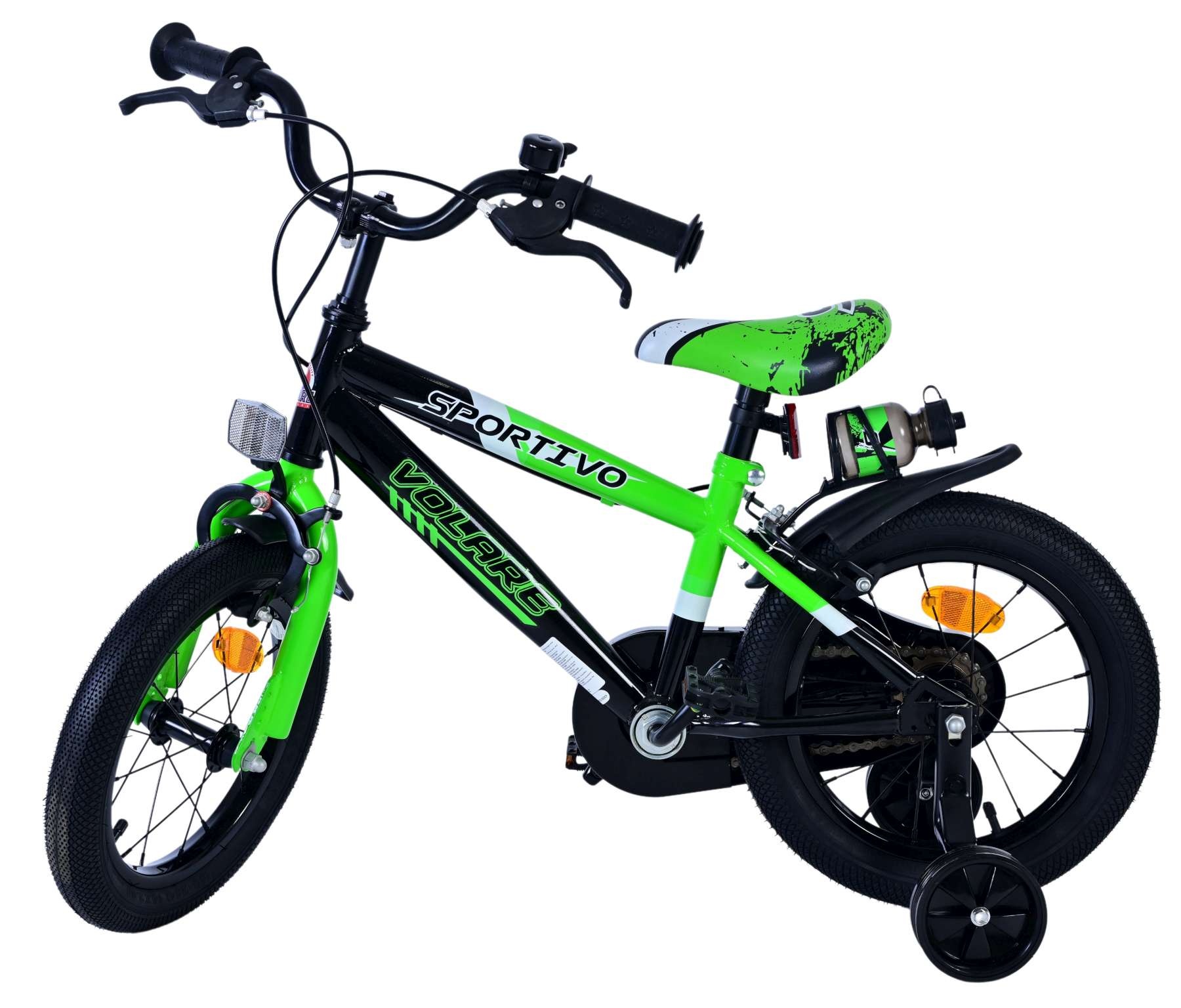 Volare Sportivo Kinderfahrrad - Jungen - 14 Zoll - Grün Schwarz - Zweihandbremsen