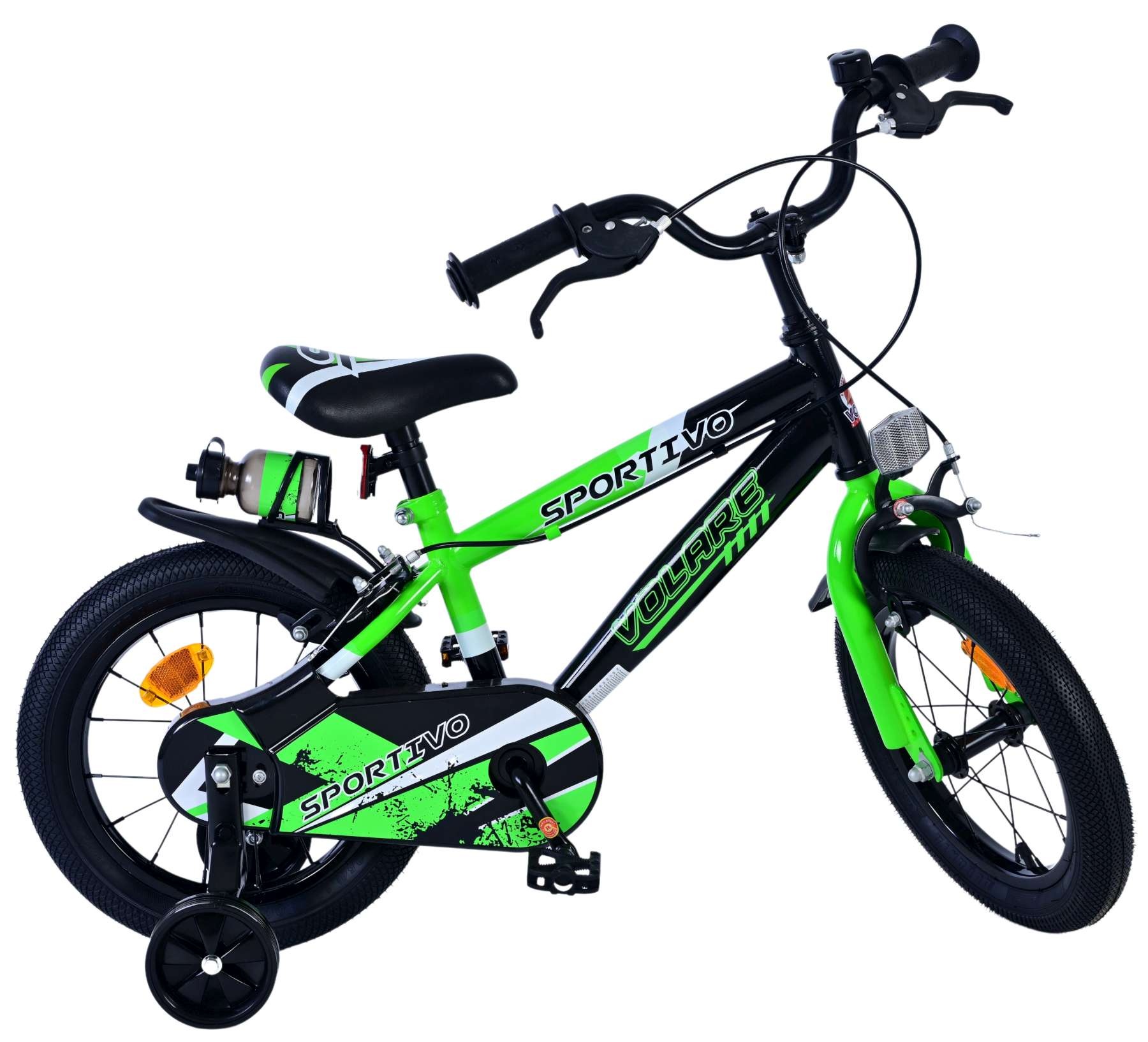 Volare Sportivo Kinderfahrrad - Jungen - 14 Zoll - Grün Schwarz - Zweihandbremsen