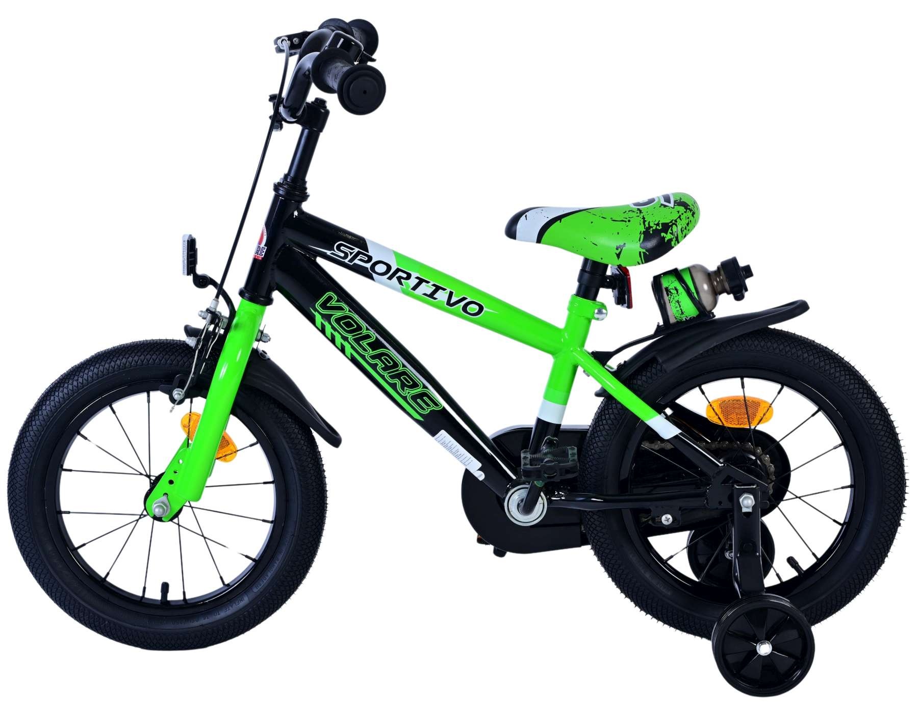 Volare Sportivo Kinderfahrrad - Jungen - 14 Zoll - Grün Schwarz