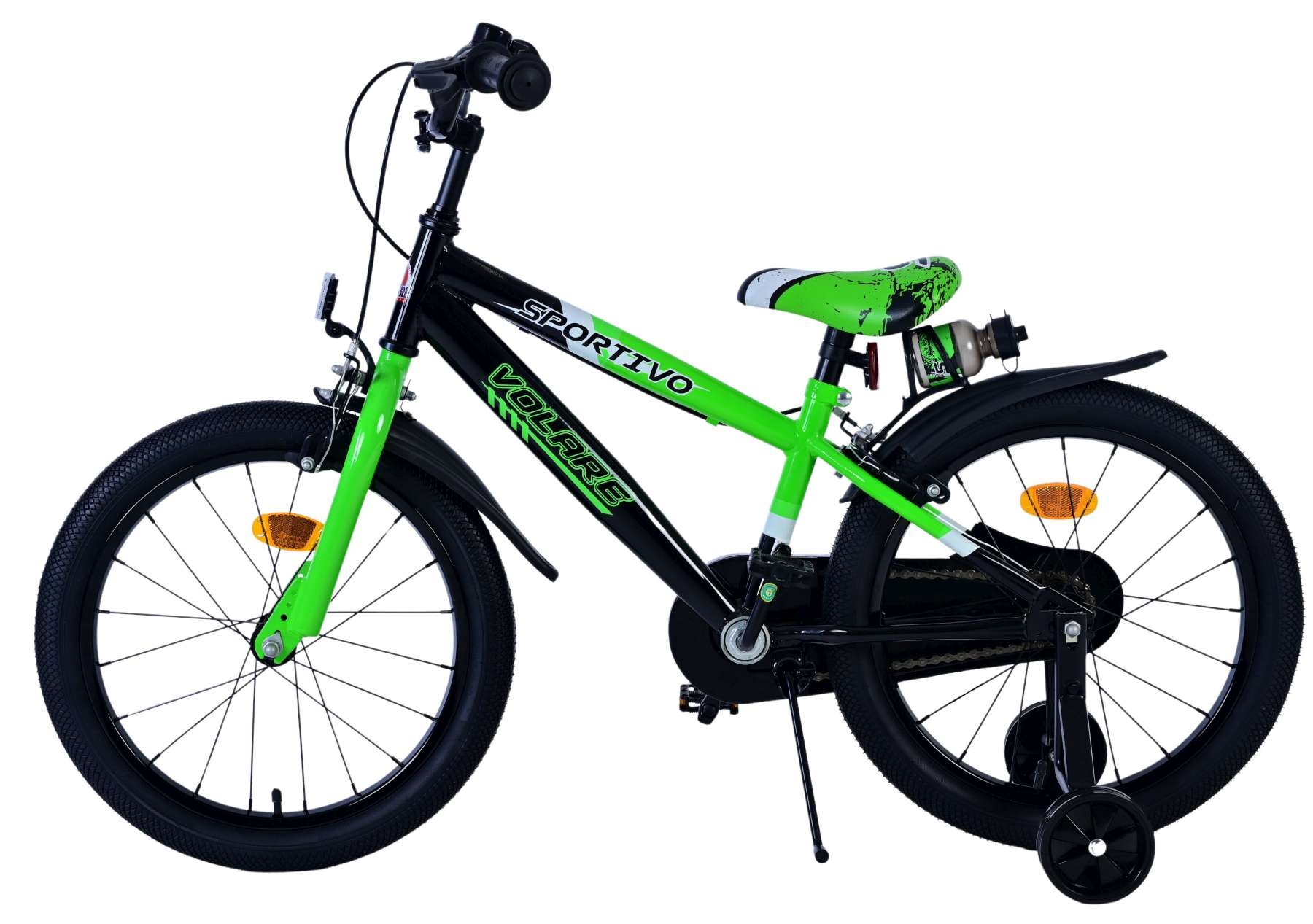 Volare Sportivo Kinderfahrrad - Jungen - 18 Zoll - Grün Schwarz - Zweihandbremsen