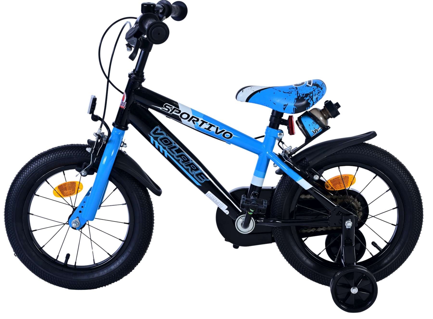 Volare Sportivo Kinderfahrrad - Jungen - 14 Zoll - Blau Schwarz - Zweihandbremsen