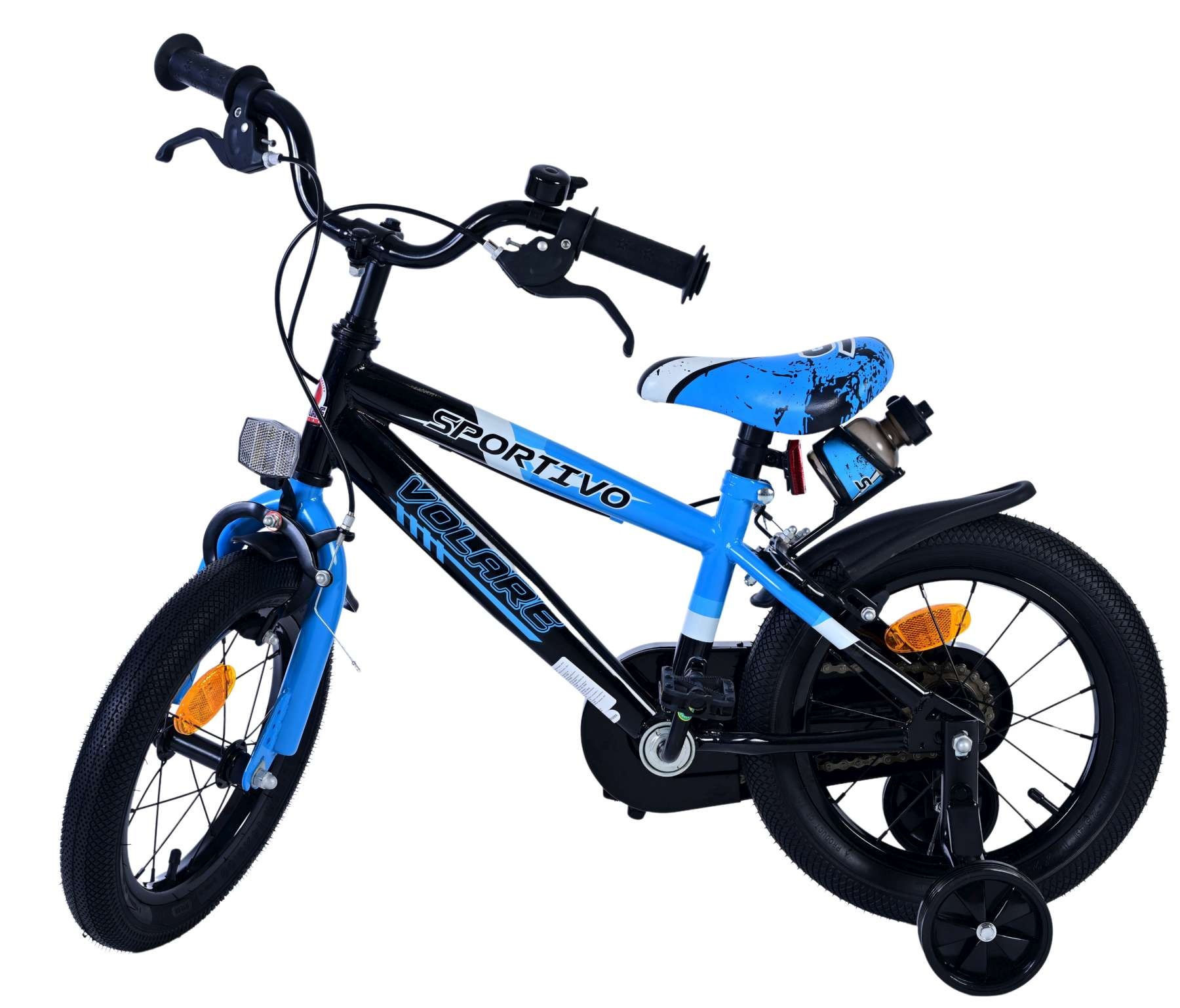 Volare Sportivo Kinderfahrrad - Jungen - 14 Zoll - Blau Schwarz - Zweihandbremsen