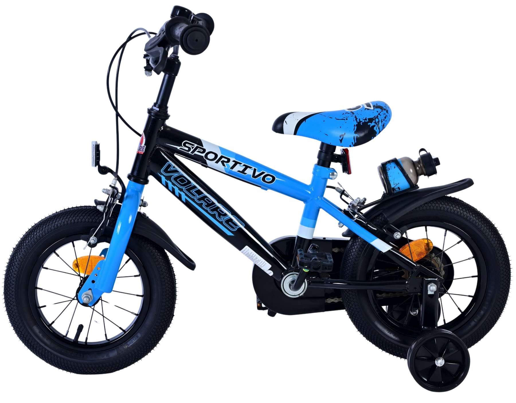 Volare Sportivo Kinderfahrrad - Jungen - 12 Zoll - Blau Schwarz - Zweihandbremsen