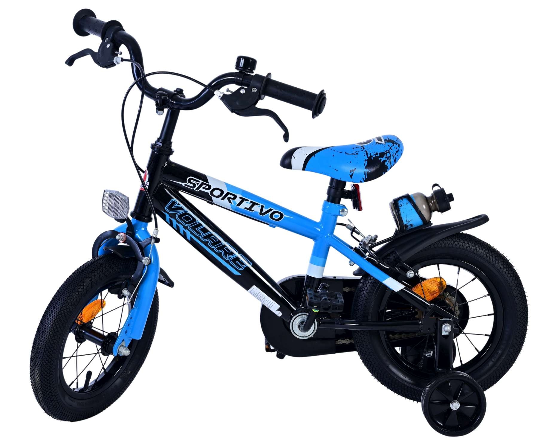 Volare Sportivo Kinderfahrrad - Jungen - 12 Zoll - Blau Schwarz - Zweihandbremsen