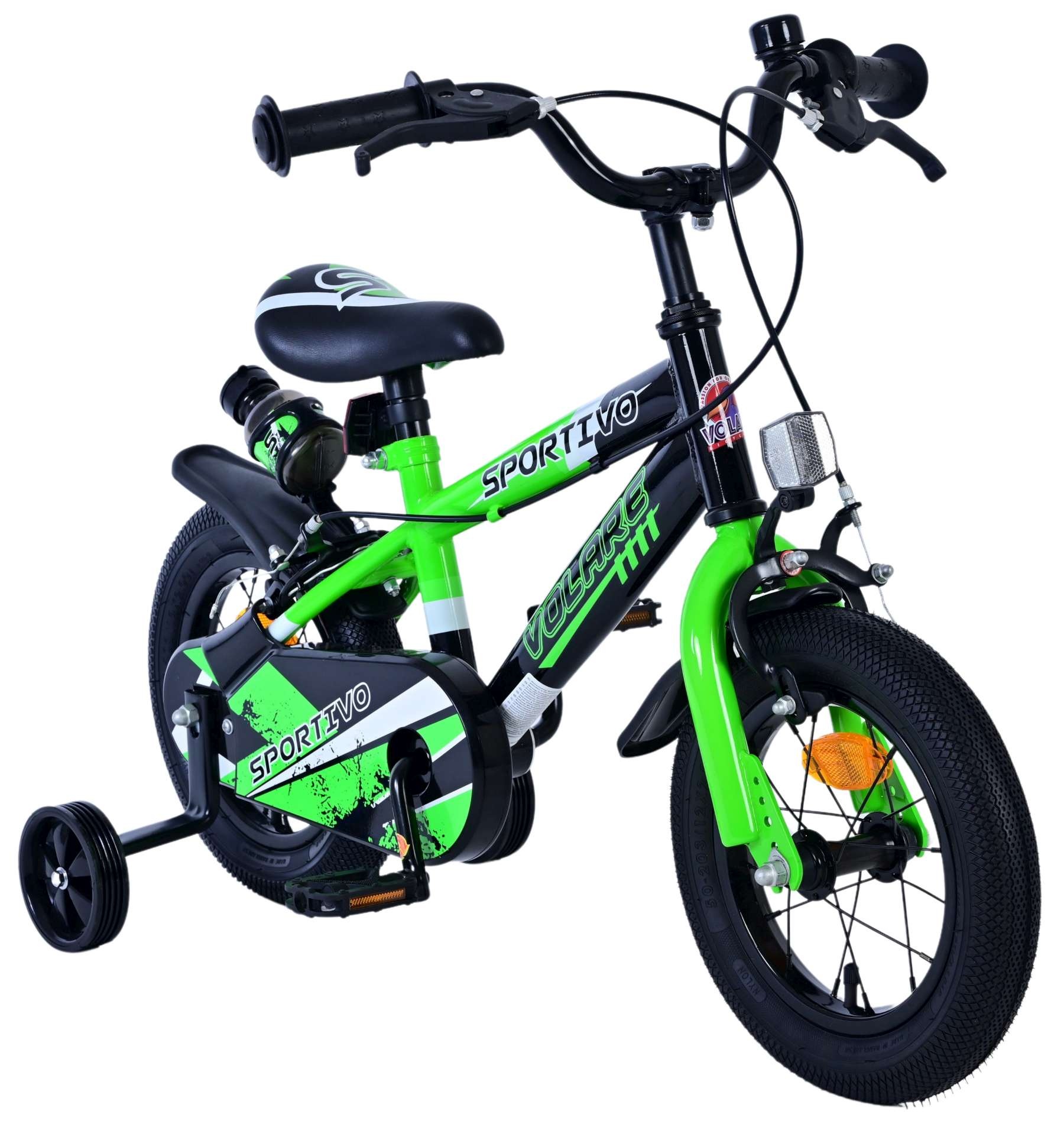 Volare Sportivo Kinderfahrrad - Jungen - 12 Zoll - Grün Schwarz - Zweihandbremsen