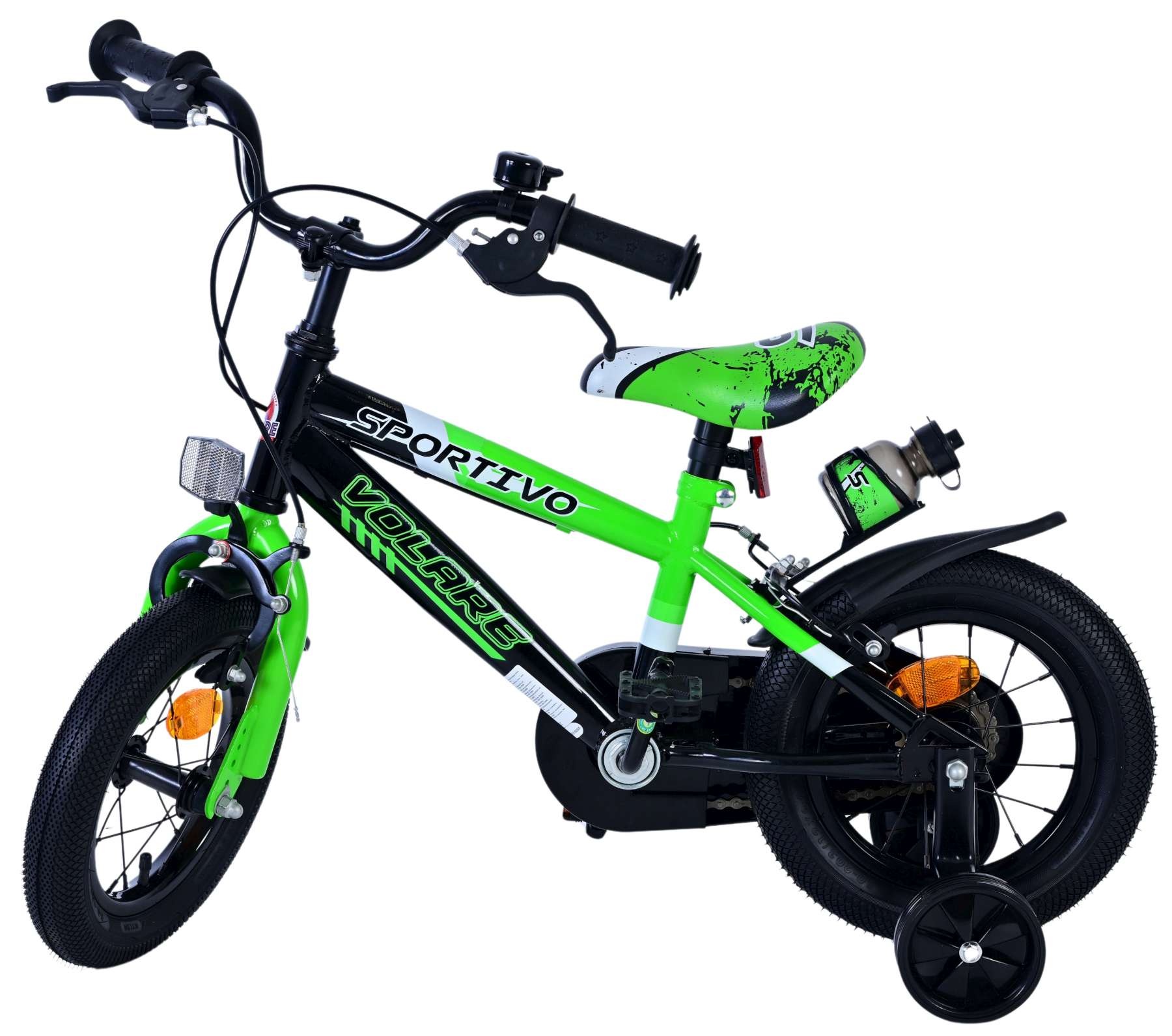 Volare Sportivo Kinderfahrrad - Jungen - 12 Zoll - Grün Schwarz - Zweihandbremsen