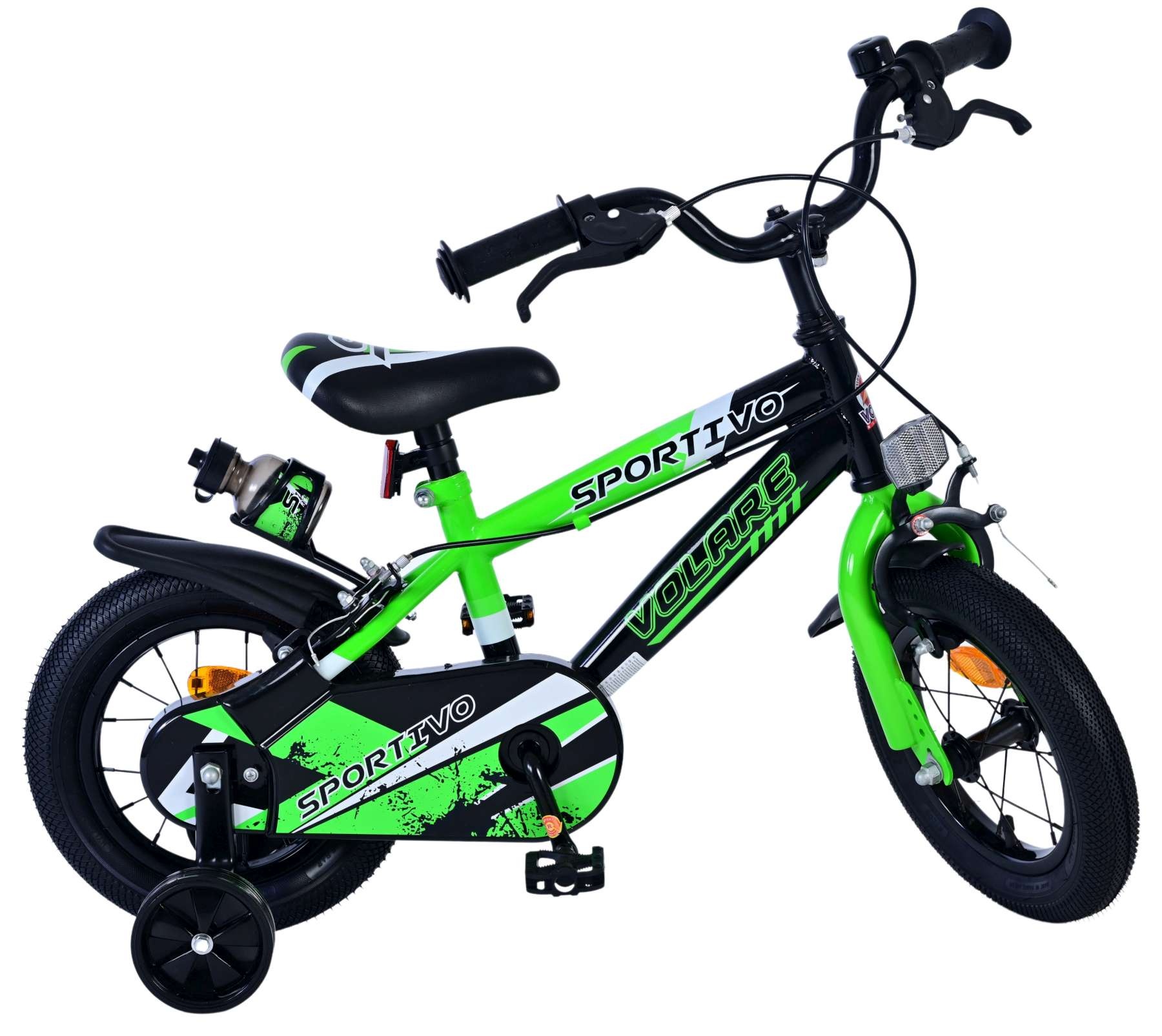 Volare Sportivo Kinderfahrrad - Jungen - 12 Zoll - Grün Schwarz - Zweihandbremsen