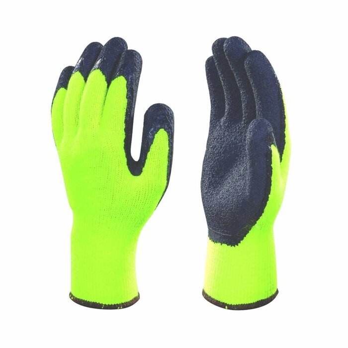 Hofftech Winter gloves Latex XL / Size 10 Grip Knitted Neon-Yellow Good grip, slip resistance and an optimal fit. We are talking about these soft but also warm winter gloves! These winter gloves are particularly well suited for all outdoor activities. For example