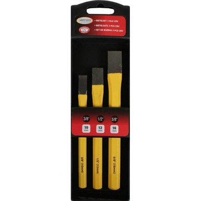 Hofftech Beitelset 3 Delig Crv 10, 12 en 16 mm 3/8" 10mm 1/2" 12mm 5/8" 16mm