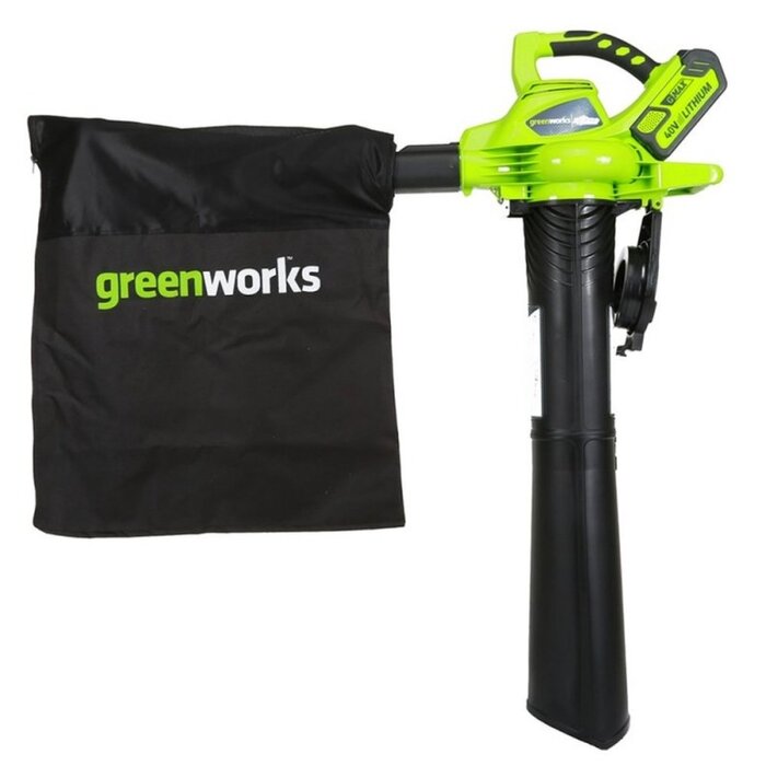 Greenworks 40 Volt Akku-Laubgebläse und Kolben GD40BVK4
