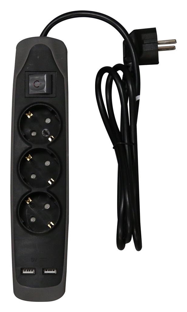 RELECTRIC RELECTRIC STEKKERDOOS 1,5 MTR 3-VOUDIG 2X USB