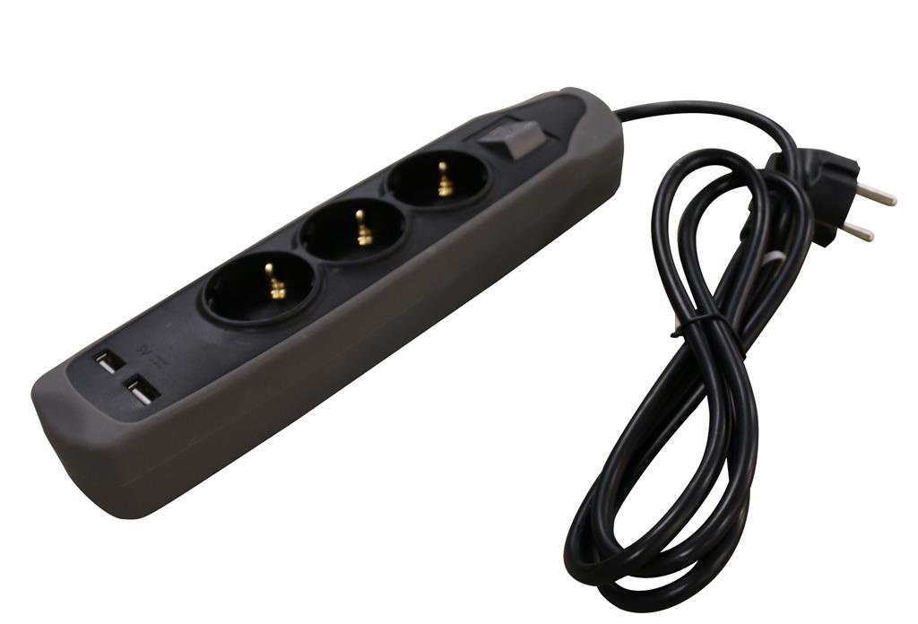 RELECTRIC RELECTRIC STEKKERDOOS 1,5 MTR 3-VOUDIG 2X USB