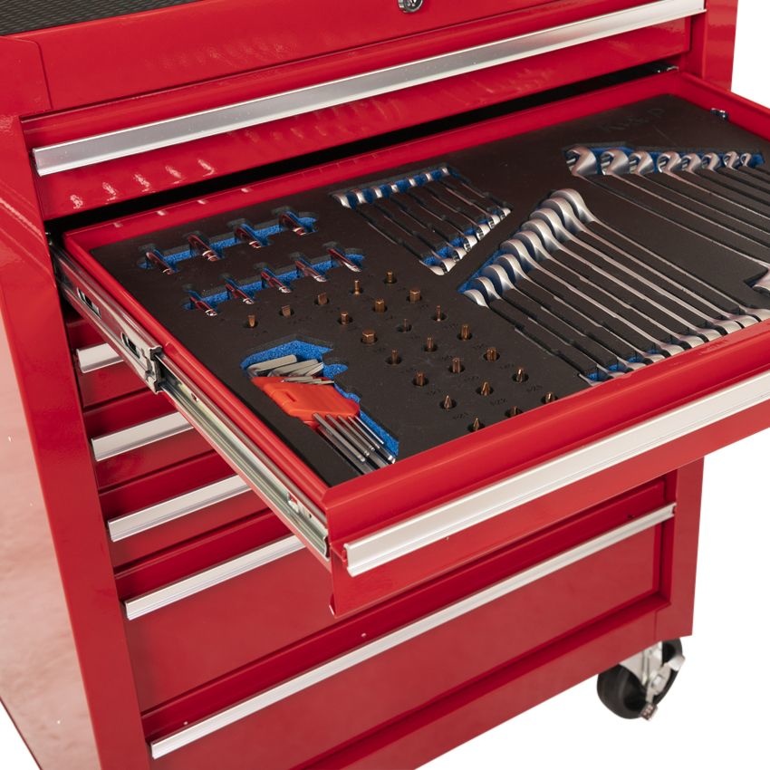 TOP GEAR WERKZEUGWAGEN 2 SCHUBLADEN GEFÜLLT 144 DLG ROT