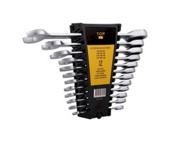 TOP GEAR  Professionele Set Steeksleutels 12 Delig Met Ratel Ringsleutels.