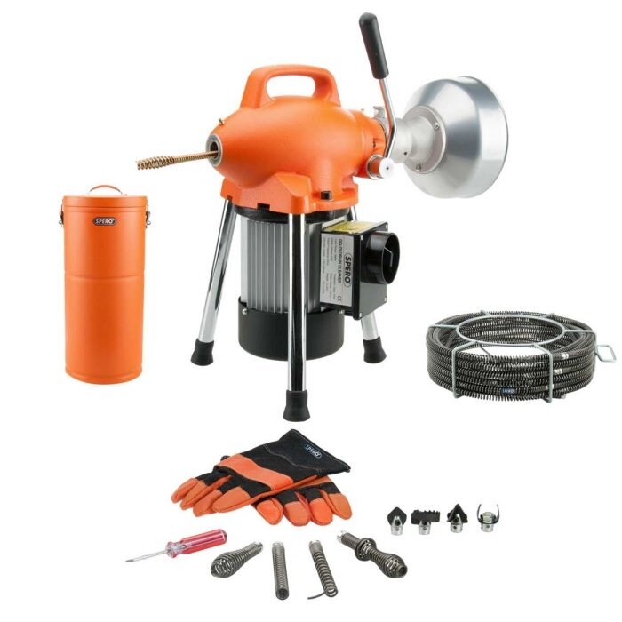 Spero tools 8 & 16mm drain cleaner electrically rotating - 390Watt - complete set