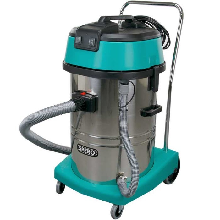 Spero tools Industrie-Staub- und Wassersauger mit Autostopp – 2 Motoren IZ2001AS 2000 Watt – 60 Liter Edelstahltank