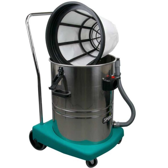 Spero tools Industrie-Staub- und Wassersauger mit Autostopp – 2 Motoren IZ2001AS 2000 Watt – 60 Liter Edelstahltank