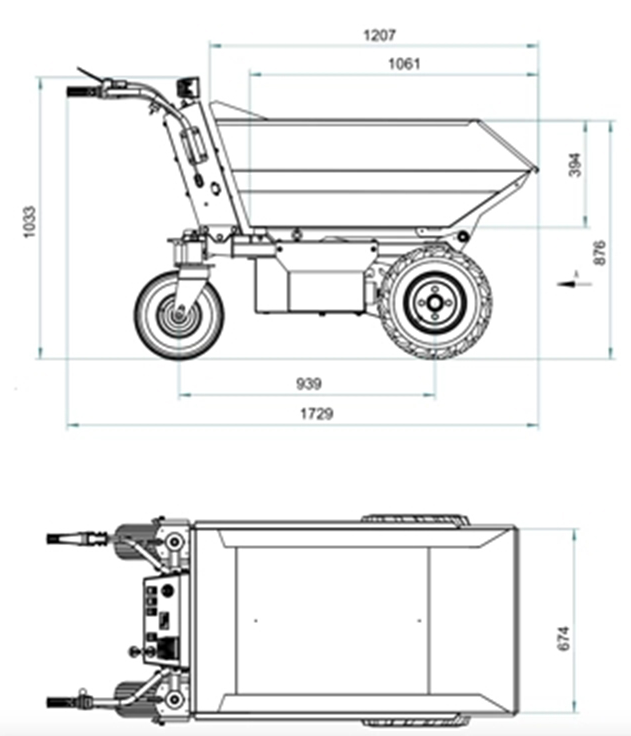 Hzc / Landworks Electric Mini Dumper with Bucket and Wheels: Efficient Transport Solution for 500 kg Payload