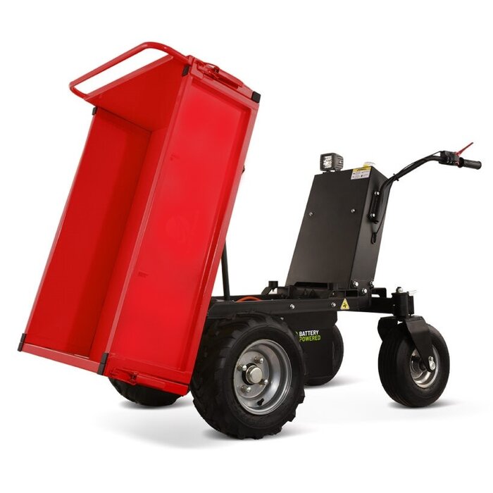 Hzc / Landworks ELEKTRISCHE MINIDUMPER MET PLATTE BAK, WIELEN, 500 KG LAADVERMOGEN EN HYDRAULISCHE KIPINRICHTING (EMD302H)