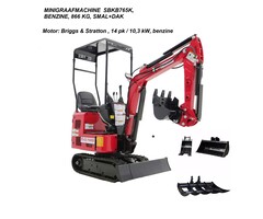 Hzc / Landworks Minigraafmachine Smal 68 Cm Met Benzine Motor, Kettingaandrijving, Verstelbaar Chassis & Zwenkbare Graafarm Sbkb765K