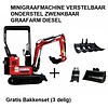 Hzc / Landworks Minigraafmachine Verstelbaar Onderstel Zwenkbaar Graafarm Diesel