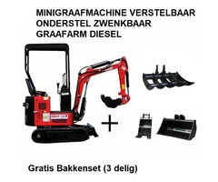 Hzc / Landworks Minibagger Verstellbarer Unterwagen Schwenkbarer Baggerarm - Copy