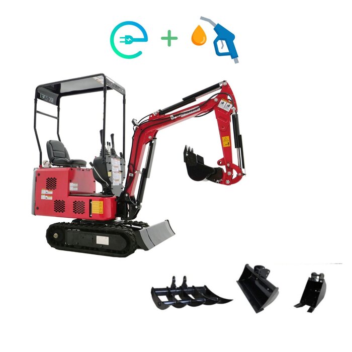 Hzc / Landworks Hybrid-Minibagger Benzin und Elektro, 810 kg