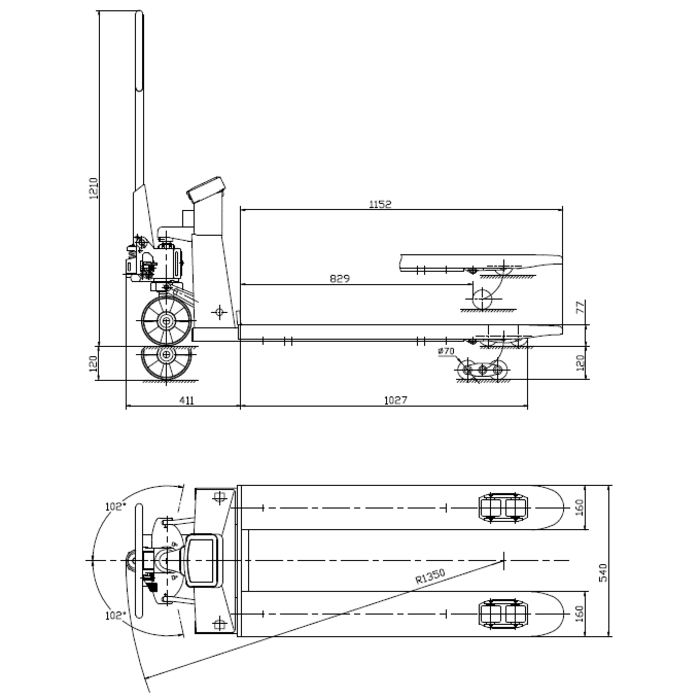 Holzman Pallet truck with weighing device HUB25KG