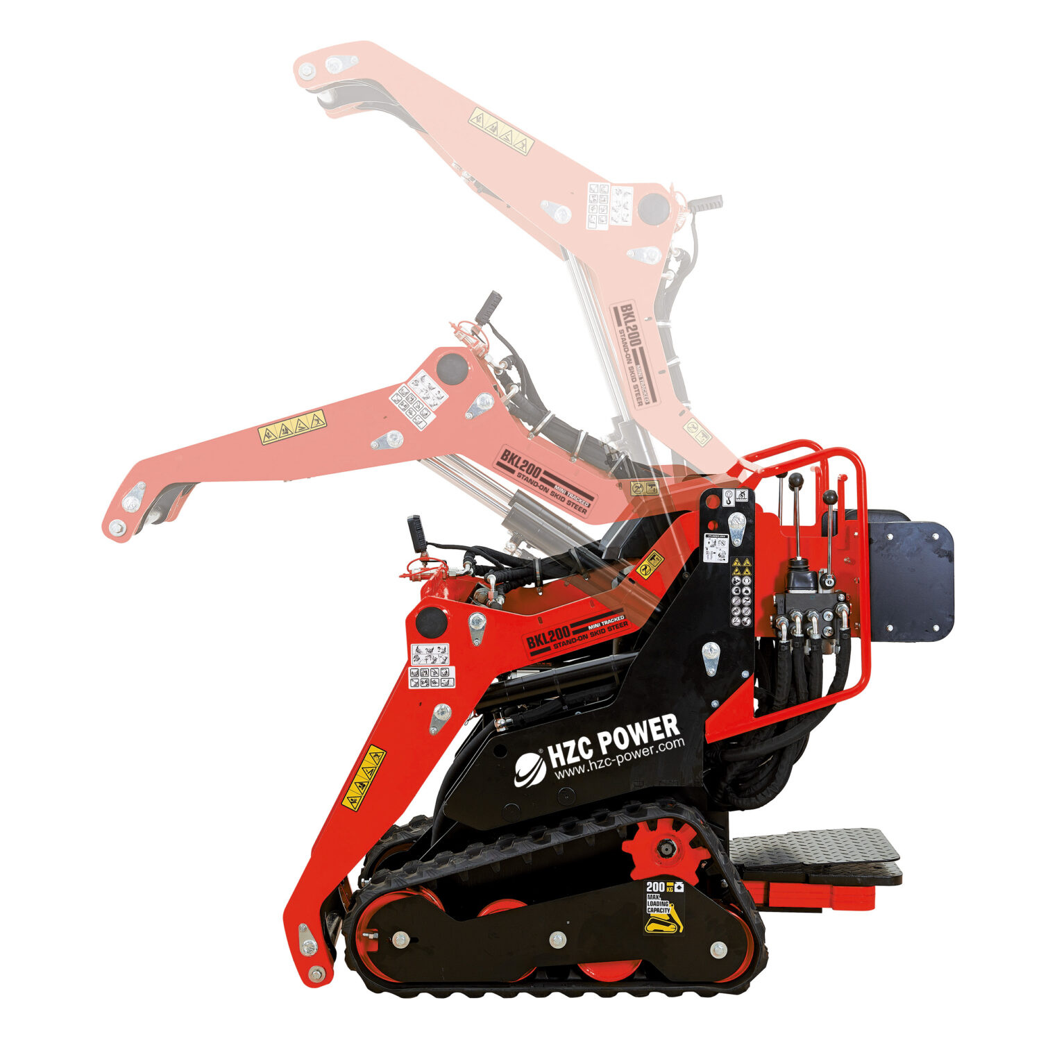 hzc BKL200 compact loader, 8.5 hp petrol engine, stand-on skid steer, multi-loader, crawler (BKL200)