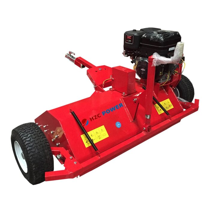 hzc Flail mower, 119 cm working width, 13 HP with Briggs & Stratton petrol engine, ATV tractor, mower, with trailer hitch for towing vehicles (AT119ZF)