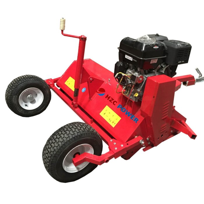 hzc Flail mower, 119 cm working width, 13 HP with Briggs & Stratton petrol engine, ATV tractor, mower, with trailer hitch for towing vehicles (AT119ZF)