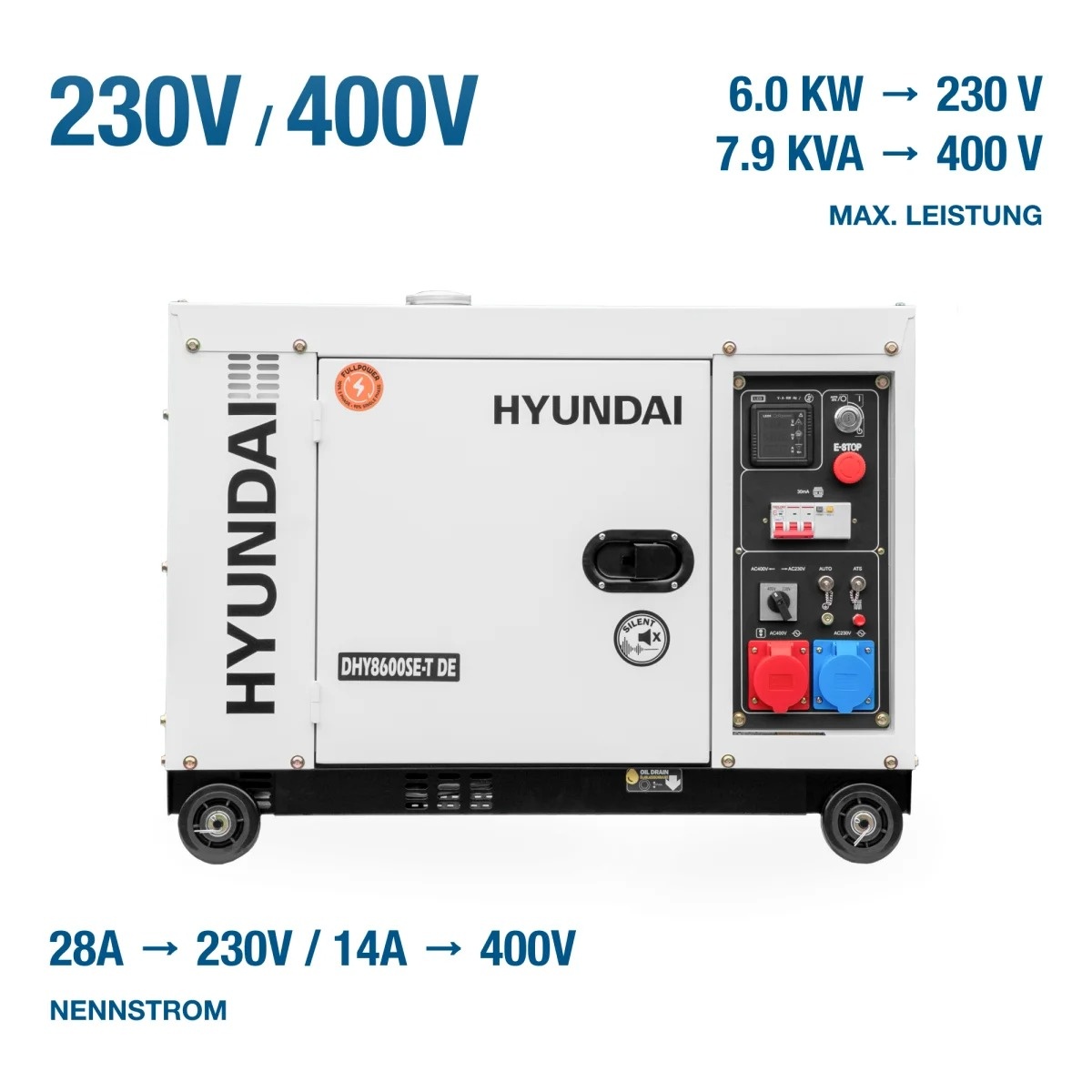 HYUNDAI POWER PRODUCTS HYUNDAI Dieselgenerator DHY8600SE-T D