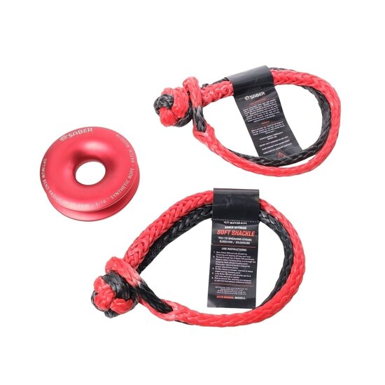 Saber Saber Mini Ezy-Glide 5,000KG WLL Recovery Ring, Bag + Twin 9000KG SaberPro Soft Shackle