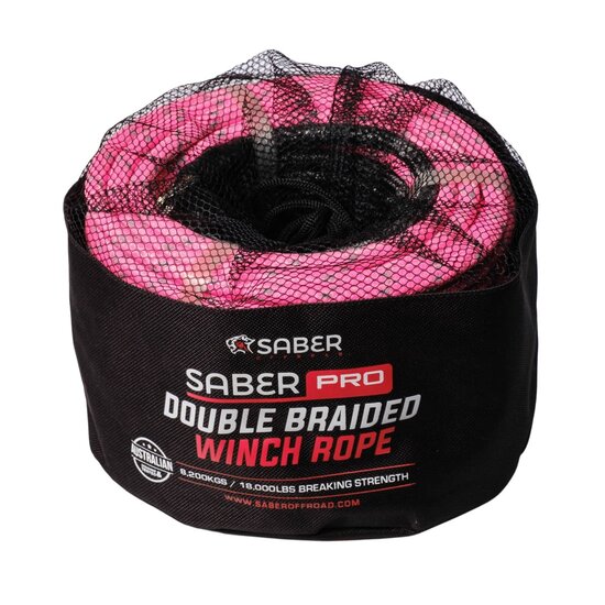 Saber SaberPro® Pink Reflective Double Braided Winch Rope – Limited Edition