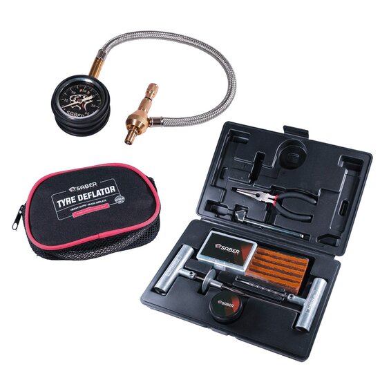 Saber Tyre Safety Bundle - Tyre Deflator & Repair Kit