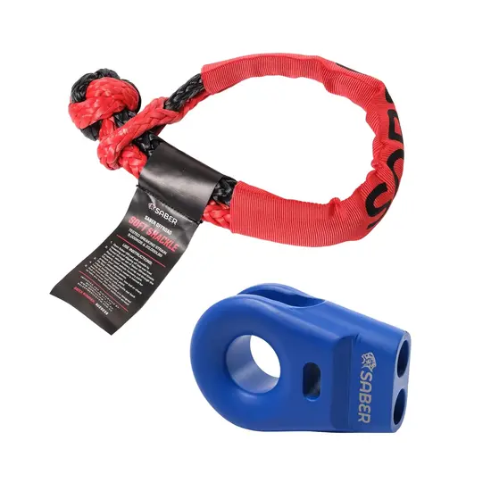 Saber Saber 6061 Aluminium Spliced Winch Thimble - Cerakote Blue & 9K Soft Shackle