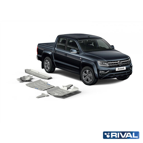Rival 4x4 SKID PLATE SET (RADIATOR, ENGINE, GEARBOX, TRANSFER CASE, FUEL TANK, FRONT ARMS, DIFFERENTIAL) VOLKSWAGEN AMAROK 2010-2016; 2016-2020; 2 L. / DIESEL; 3 L. / DIESEL