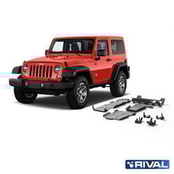 SKID PLATE SET (ENGINE, GEARBOX, TRANSFER CASE, EXHAUST PIPE, FUEL TANK, FRONT AND REAR ARMS) JEEP WRANGLER 2017-2021; 2 L. / GASOLINE; 3,6 L. / GASOLINE