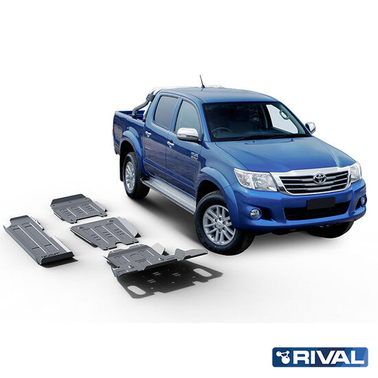 Rival 4x4 SKID PLATE SET (RADIATOR, ENGINE, GEARBOX, TRANSFER CASE, FUEL TANK) TOYOTA HILUX 2005-2011; 2011-2015; 2,5 L. / DIESEL; 3 L. / DIESEL