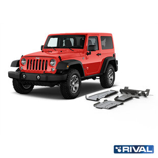 SKID PLATE SET (ENGINE, GEARBOX, TRANSFER CASE, EXHAUST PIPE, FUEL TANK) JEEP WRANGLER 2017-2021; 2 L. / GASOLINE; 3,6 L. / GASOLINE