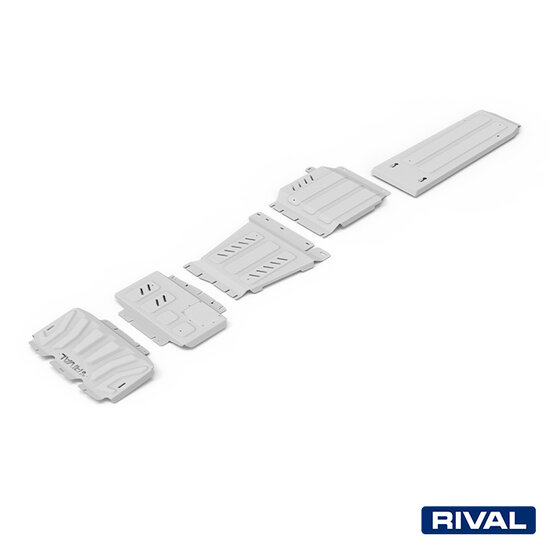 Rival 4x4 SKID PLATE SET (RADIATOR, ENGINE, GEARBOX, TRANSFER CASE, FUEL TANK) NISSAN NAVARA (FRONTIER) 2004-2010; 2014-2019; 2,5 L. / DIESEL; 4 L. / GASOLINE; 2,3 L. / DIESEL