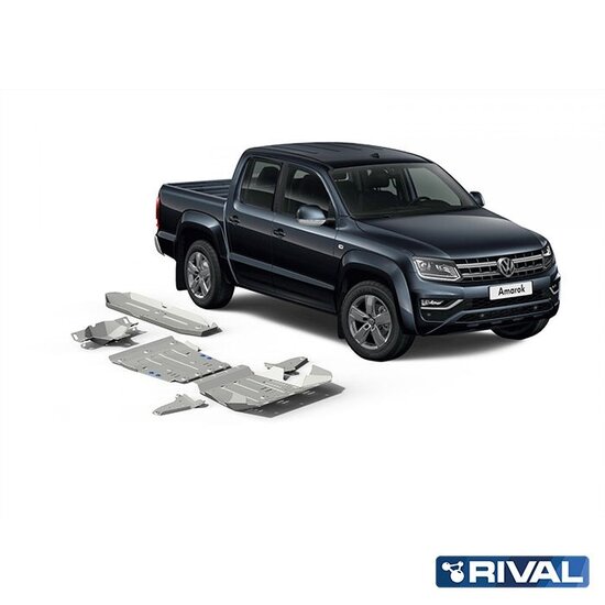 Rival 4x4 SKID PLATE SET (RADIATOR, ENGINE, GEARBOX, TRANSFER CASE, FUEL TANK, FRONT ARMS, DIFFERENTIAL) VOLKSWAGEN AMAROK 2010-2016; 2016-2020; 2 L. / DIESEL; 3 L. / DIESEL